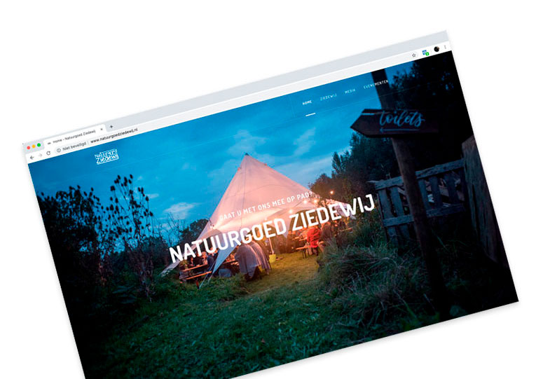 Screenshot van de website van Natuurgoed Ziedewij. Website ontwerp en fotografie door Karen van Gilst.
